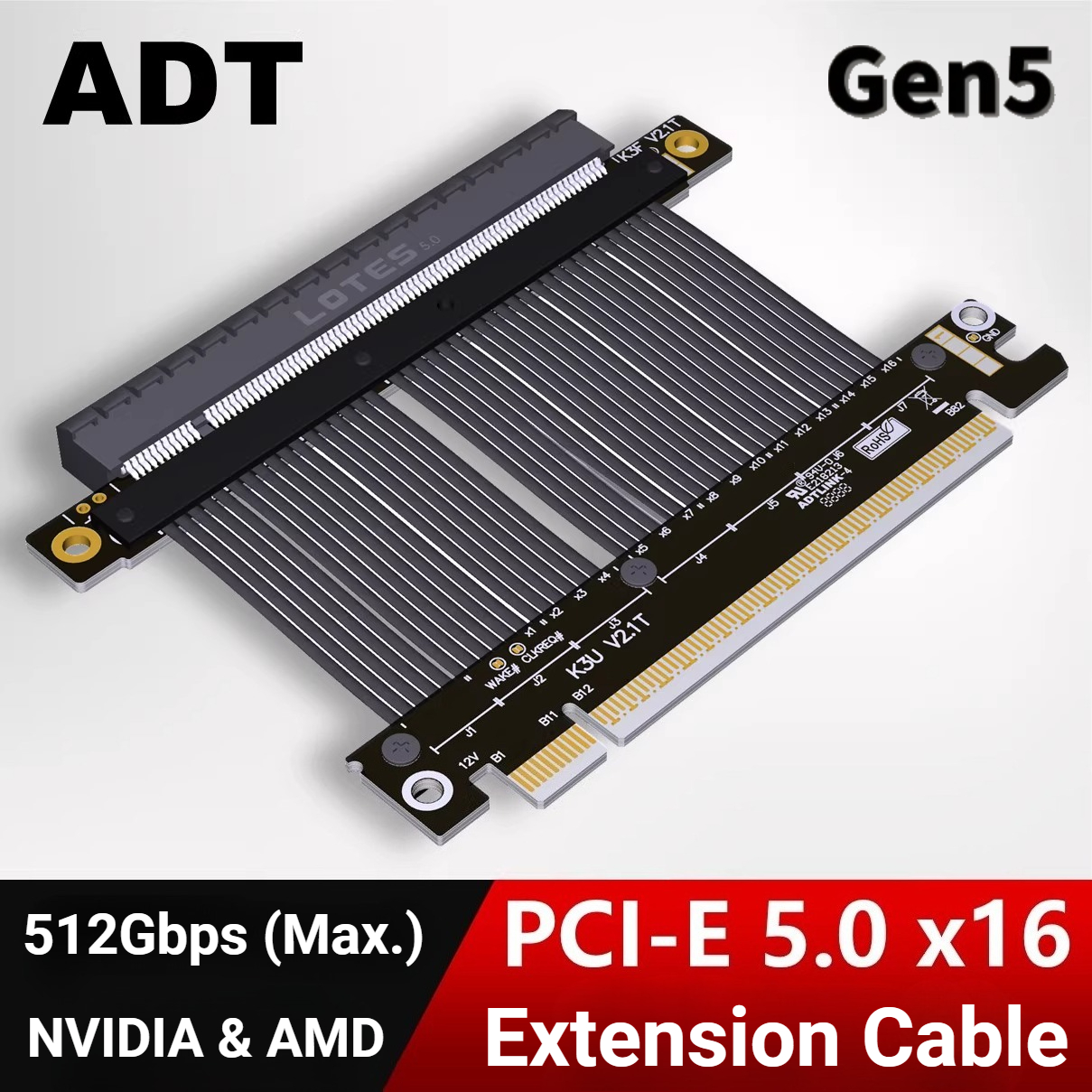 Vertical Gpu Bracket - PCIE 5.0 x16 Riser Cable 512Gbps