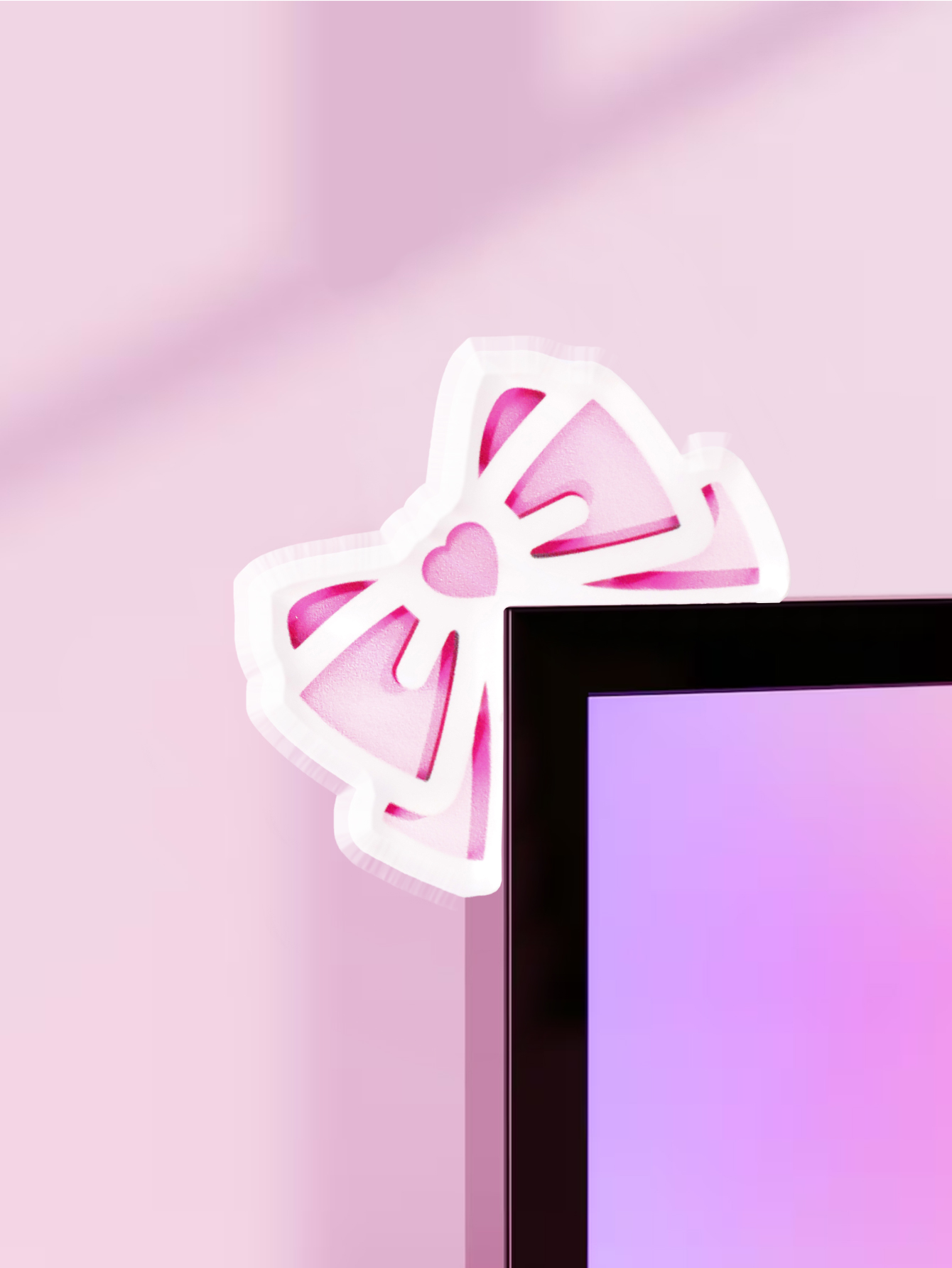 Kawaii Bow Monitor Decor Pink  - Gaming Accessories For Pc Setup 리뷰 및 가격